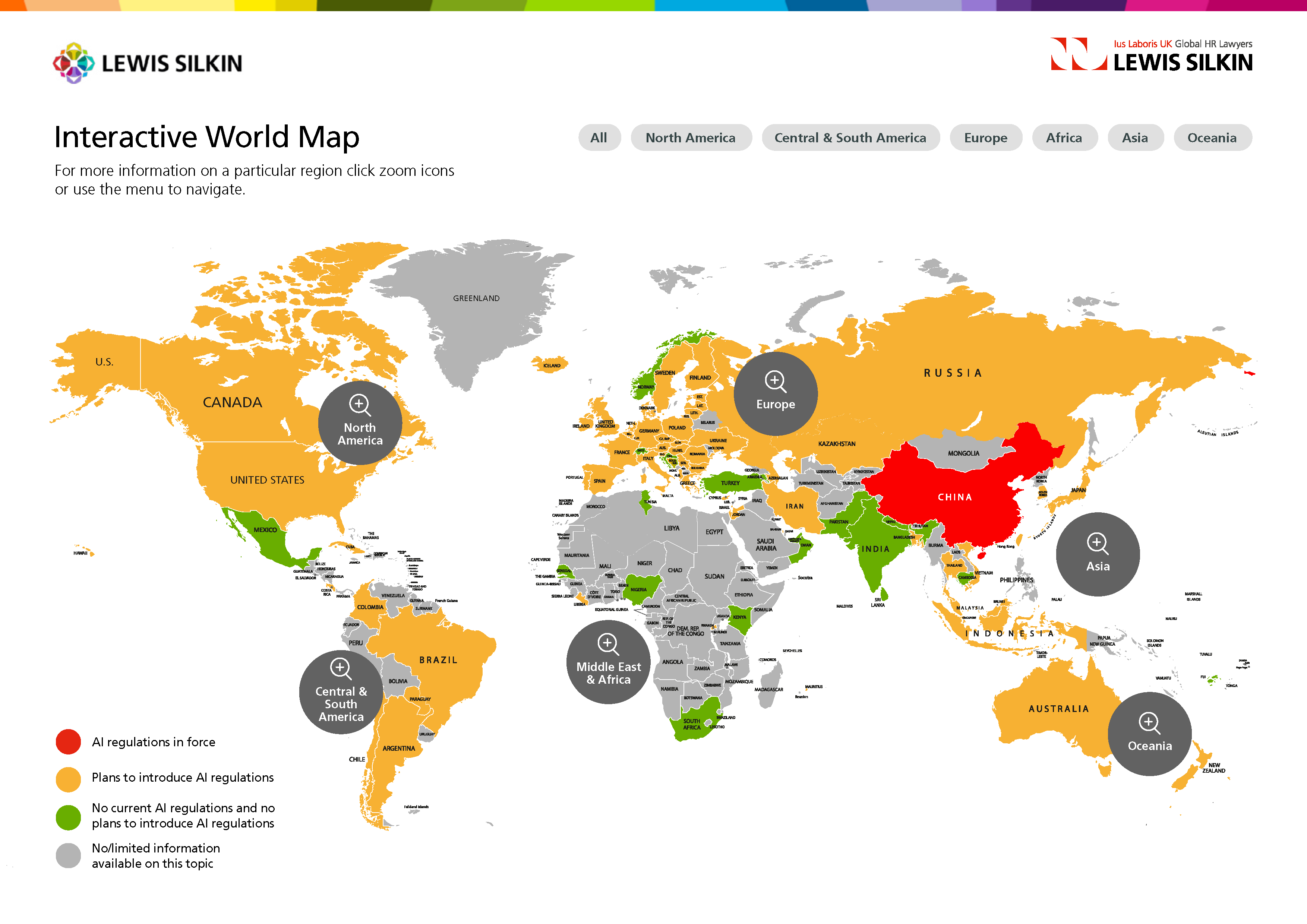 Interactive World Map - AI regulation around the world